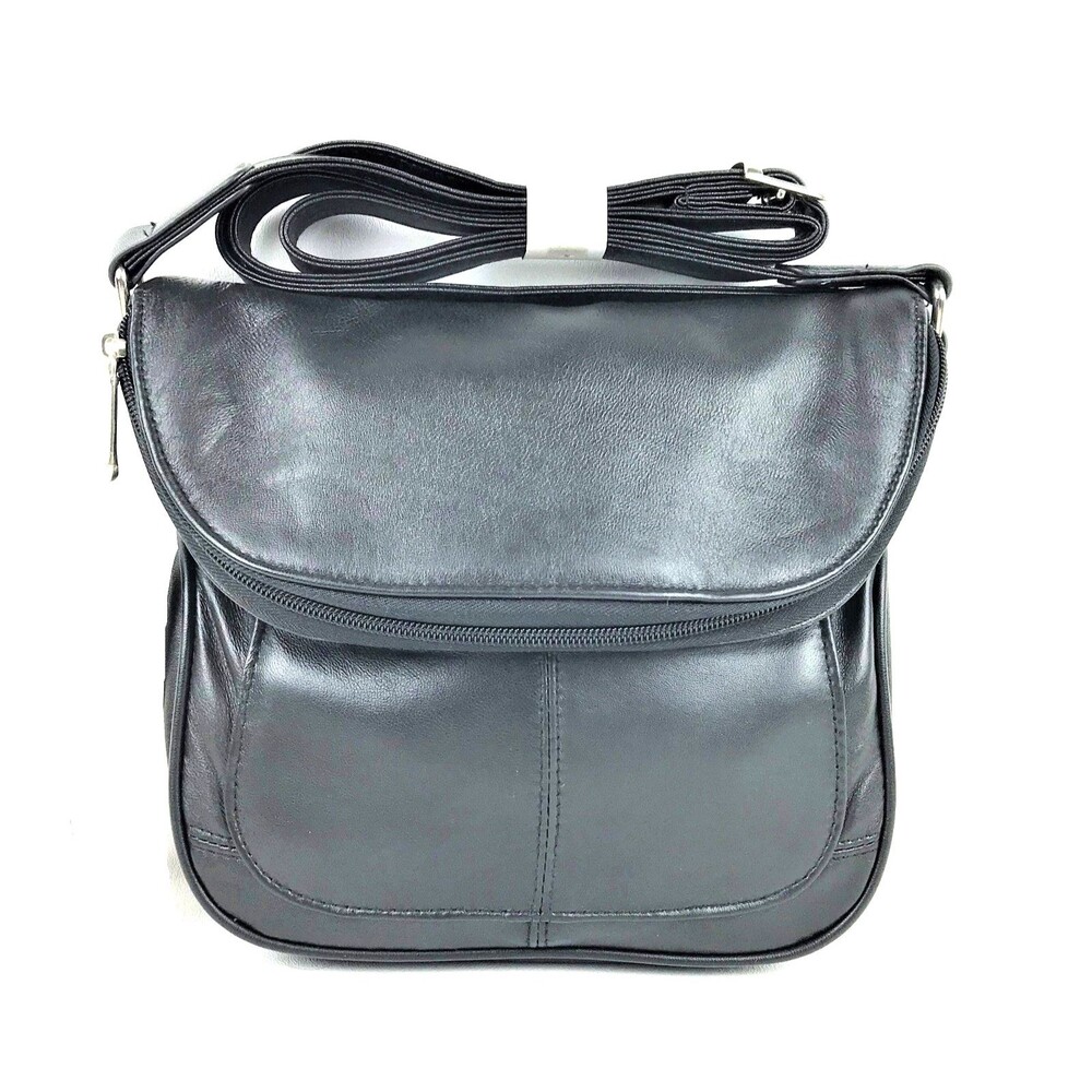 Organizzi Leather Expandable Boho Saddle Satchel Shoulder CrossBody Bag Purse BK